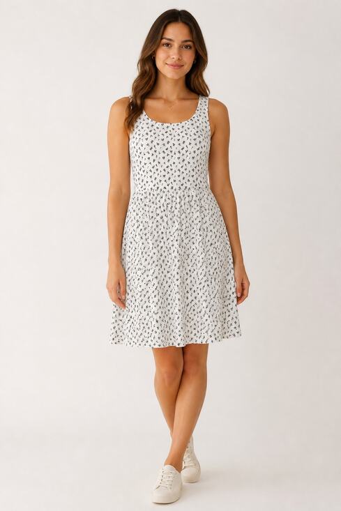 H&M Dresses & Skirts - H&M XS White Black Palm Tree Pattern Tank Dress